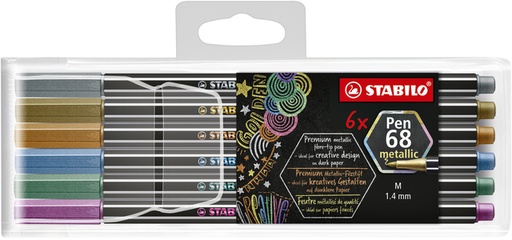 [633269] Viltstift STABILO Pen 68/06 medium metallic assorti etui à 6 stuks