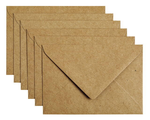 Envelop Papicolor C6 114x162mm kraft bruin pak à 6 stuks