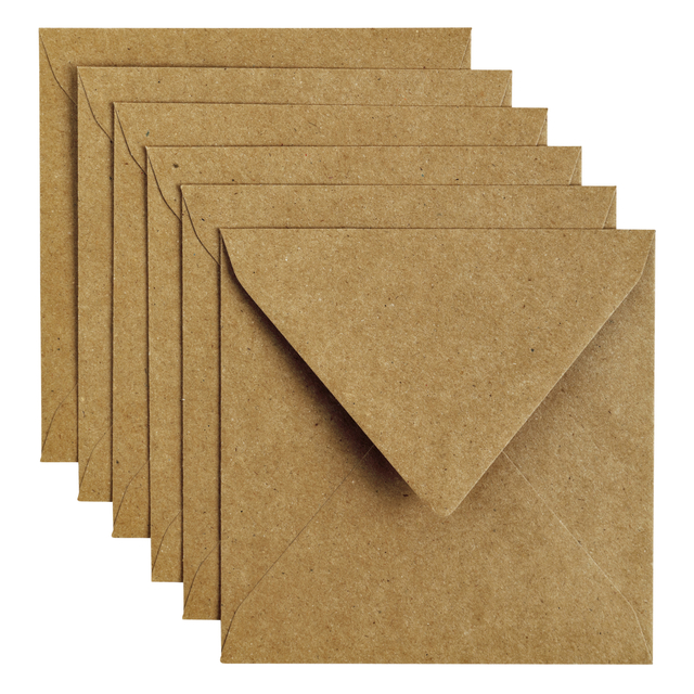 Enveloppe Papicolor 140x140mm kraft brun paquet 6 pièces