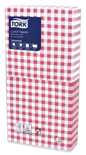 [892250] Serviette Lunch Tork Bistro 509359 1 épaisseur pli 1/4 rouge 400 pièces