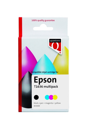 [843089] Inktcartridge Quantore alternatief tbv Epson 16XL T1636 zwart + 3 kleuren HC