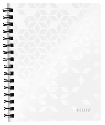 [011661] Cahier de notes Leitz WOW A5 ligné spirale PP blanc