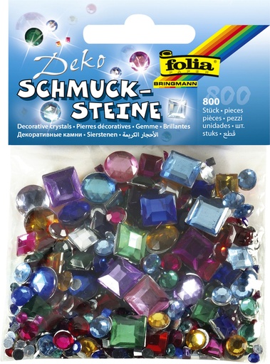 [580047] Glitter steentjes Folia 800 stuks diverse kleuren en afmetingen