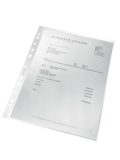 [1000309] Pochette Leitz Recycle A4 11 perforations PP 0,10mm transparent 25 pièces