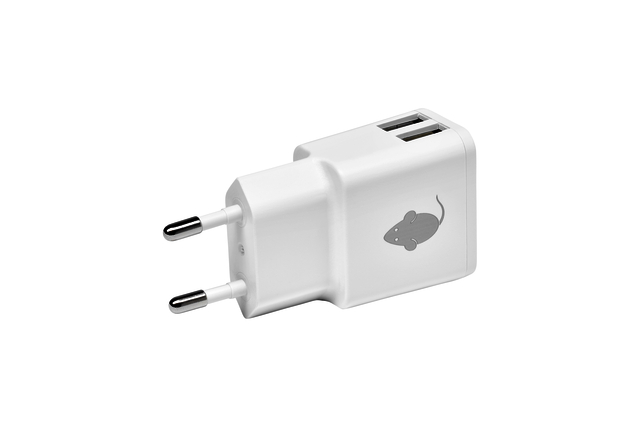 Chargeur Green Mouse USB-A 2 ports 2.4A blanc