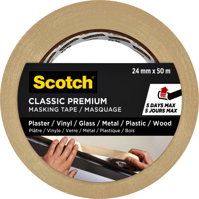 Ruban de masquage Scotch Premium Classic 24mmx50m beige