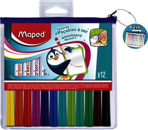 [1386639] Viltstift Maped Marker'Peps whiteboard set á 12 kleuren