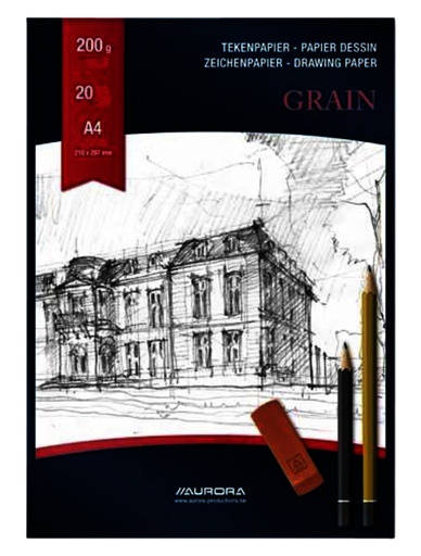 [1385451] Bloc à dessin Aurora A4 20 feuilles 200g papier Grain