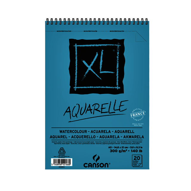 Bloc Aquarelle Canson XL A5 20 feuilles 300g spirale