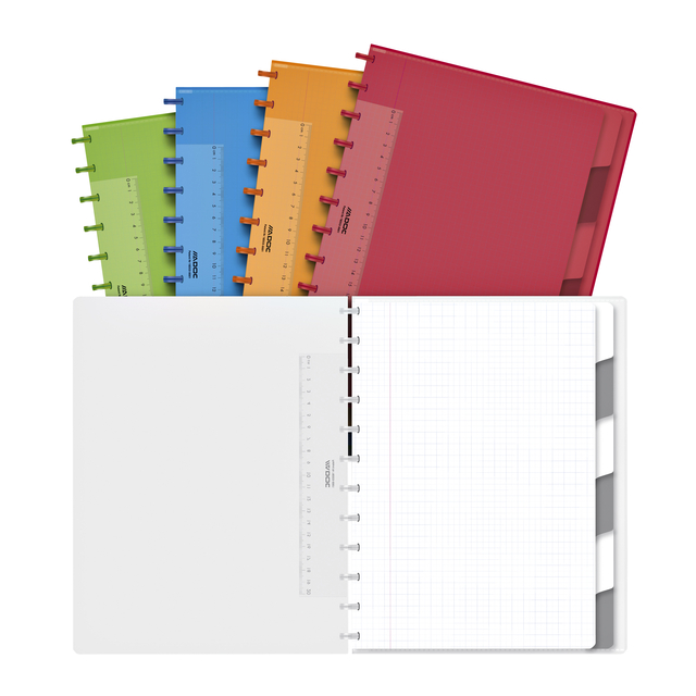 Cahier ADOC A4 carreau 5x5mm 144 pages 90g 6 intercalaires assorti
