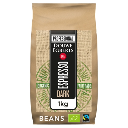 [1389274] Café en grains Douwe Egberts espresso Dark Roast Organic & Fairtrade 1000g