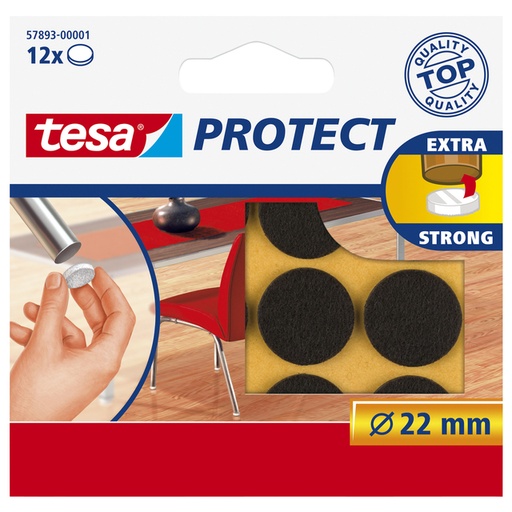 [1396969] Beschermvilt tesa® Protect anti-kras  Ø22mm bruin 12 stuks