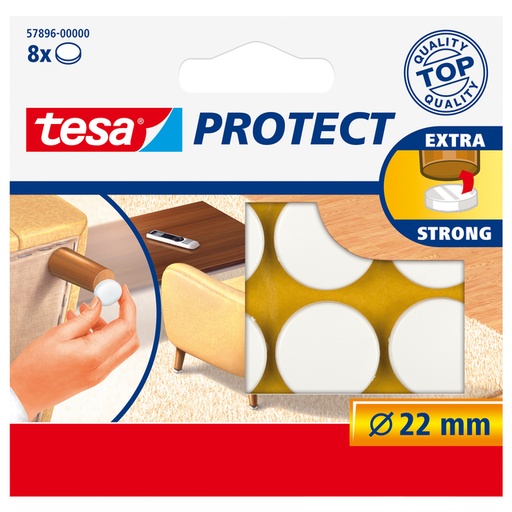 [1397028] Beschermvilt tesa® Protect anti-kras  Ø22mm wit 12 stuks