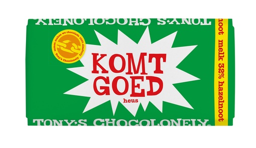 [1391602] Chocolade Tony's Chocolonely melk noga blij met jou  reep 180g