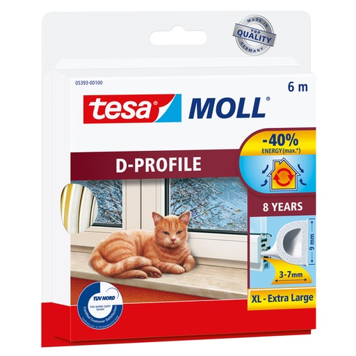 [1396977] Joint de calfeutrage tesamoll® profil-D caoutchouc 6mx7mm blanc