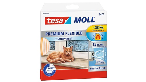 [1397009] Ruban de calfeutrage tesamoll® Premium Flexible silicone 6mx9mm transparent