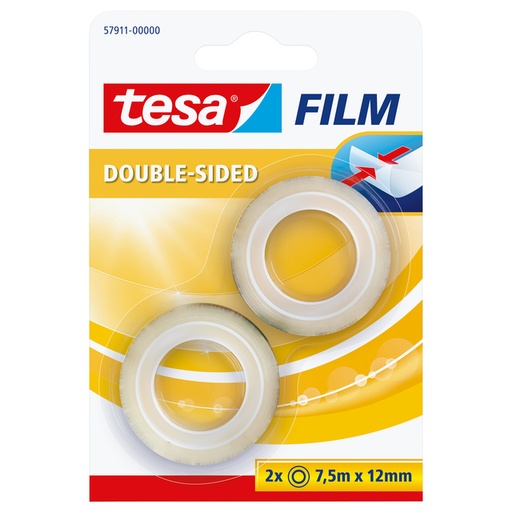 [1396987] Tape tesafilm® dubbelzijdig 7.5mx12mm transparant 2 rollen