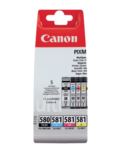 [405351] Inktcartridge Canon PGI-580 + CLI-581 2x zwart + 3 kleuren