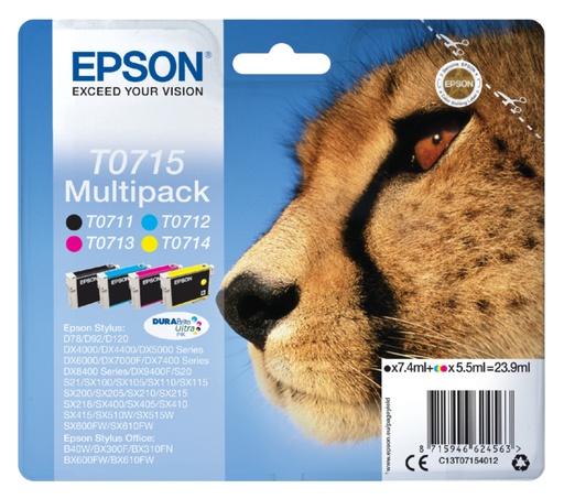 [402558] Cartouche d’encre Epson T0715 noir + 3 couleurs