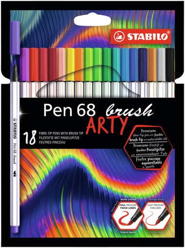 [1400199] Brushstift STABILO Pen 568/18 Arty assorti etui à 18 stuks