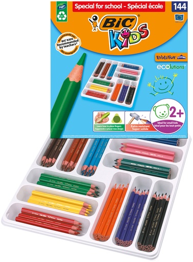 [1399093] Crayons de couleur BIC Kids Evolution ECOlutions assorit boîte scolaire 144 pièce