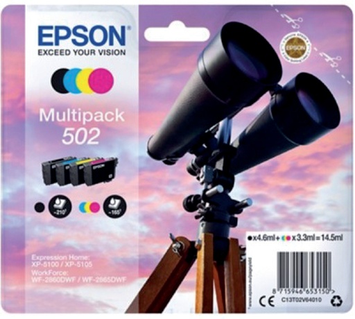 [402713] Inktcartridge Epson 502 T02V6 zwart + 3 kleuren