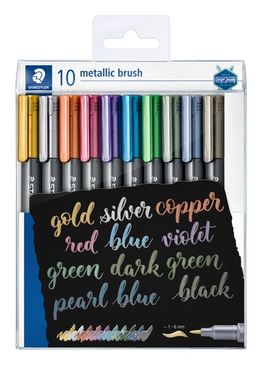 [1400405] Brushpen Staedtler metallic etui à 10 kleuren