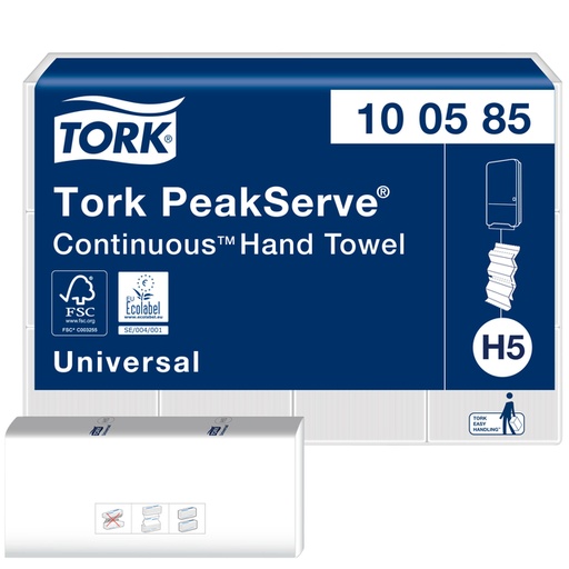 [1400853] Handdoek Tork H5 PeakServe Universal 1-laags 201x225mm 12x410 vel wit 100585