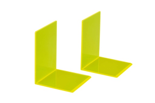 [1400909] Boekensteun MAUL 10x10x13cm acryl set 2 neon geel transparant