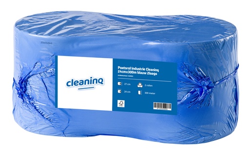 [1401013] Poetsrol Industrie Cleaninq 24cmx300m blauw 2-laags 2 rollen