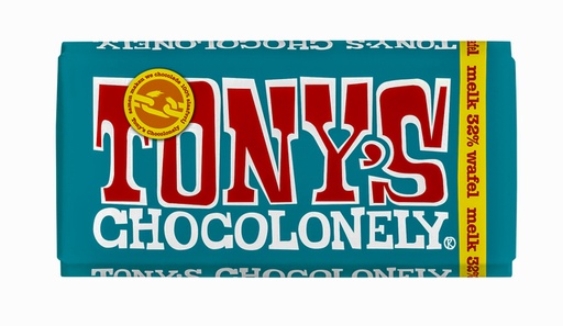 [1402104] Chocolade Tony's Chocolonely melk pennywafel reep 180gr