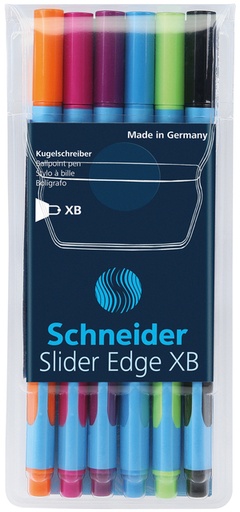 [1401610] Balpen Schneider Slider Edge extra breed assorti etui à 6 stuks