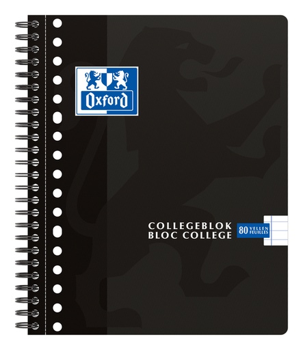 [1401980] Bloc de cours Oxford A5+ ligné 17 perf 160 pages 80g noir