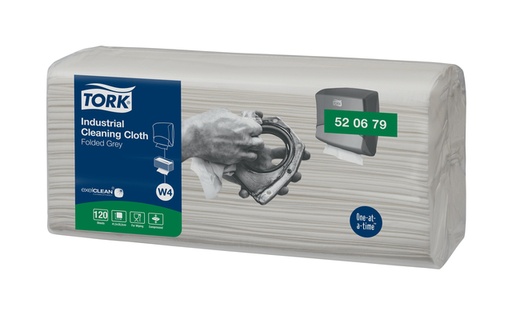 [1403737] Reinigingsdoek Tork W4 Premium Industrial gevouwen 1-laags 4x120 vel grijs 520679