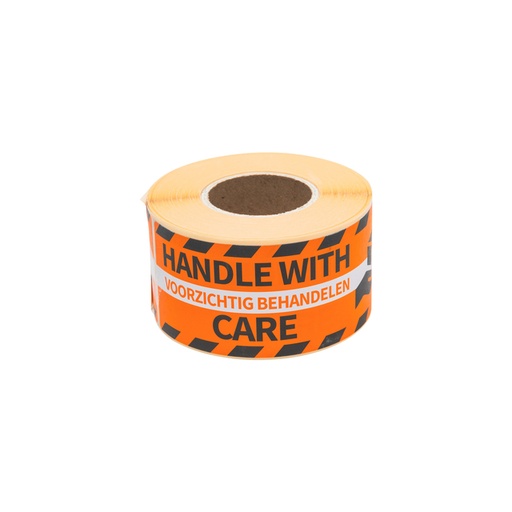 [1403437] Waarschuwingsetiket Rillprint handle with care 46x125mm oranje 250 stuks