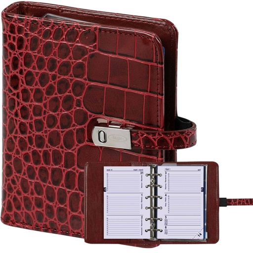 [1405047] Organiseur Kalpa Pocket avec agenda 2024-2025 7 jours/2 pages croco mulberry