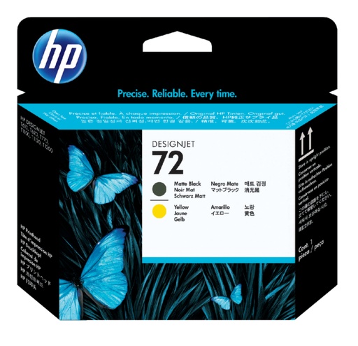 [411183] Printkop HP C9384A 72 geel + mat zwart