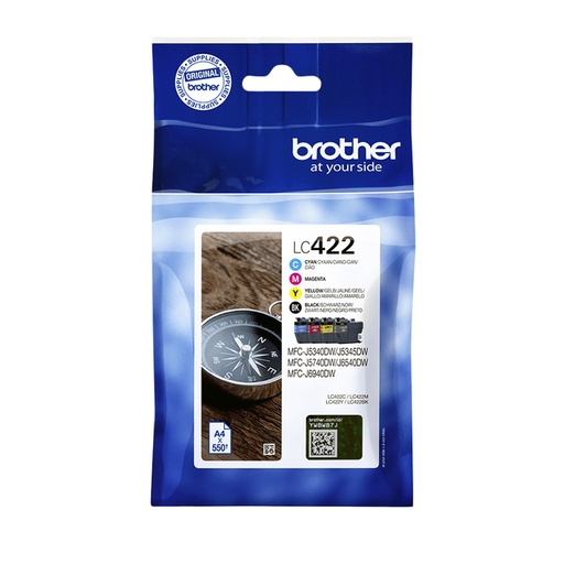 [1405147] Inktcartridge Brother LC-422VAL zwart 3 kleuren