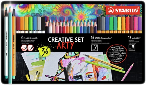 [1405093] Creative set STABILO 87/3193 Arty assorti metalen etui à 36 stuks