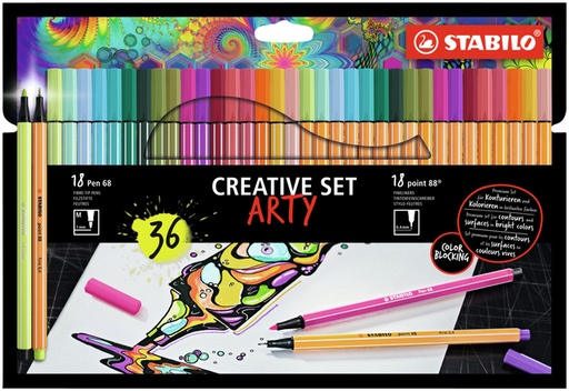 [1405095] Creative set STABILO 8868/36 Arty assorti etui à 36 stuks