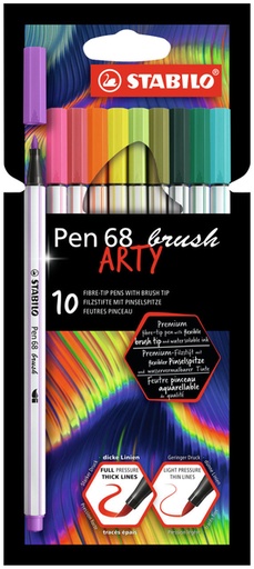 [1405129] Brushstift STABILO Pen 568/10 Arty assorti set à 10 stuks