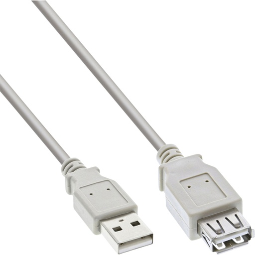 [1407116] Câble rallonge inLine USB-A 2.0 Mâle-Femelle 3m gris