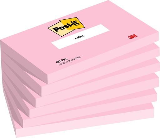 [1406618] Bloc-mémos Post-it 655 76x127mm ligné rose 6 pièces