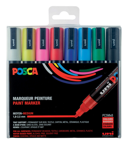 [1407406] Verfstift Posca PC5M medium assorti set à 8 stuks