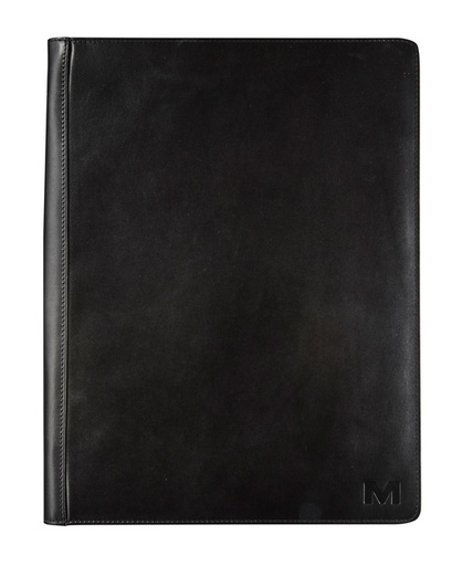 [1403311] Conférencier Maverick All Black A4 zippé avec bloc-notes cuir noir