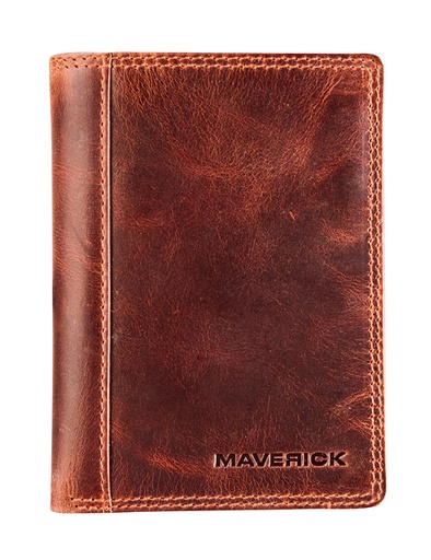 [1403304] Portefeuille Maverick The original avec compartiment monnaie RFD cuir marron