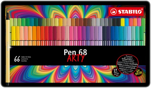 [1406733] Feutre STABILO Pen 68 Arty Medium assorti boîte 66 pièces