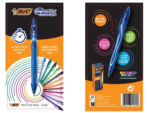 [1403394] Gelschrijver Bic Gelocity quick dry samplecard