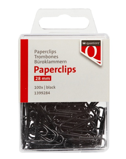 [1399284] Paperclip Quantore 28mm 100 stuks zwart