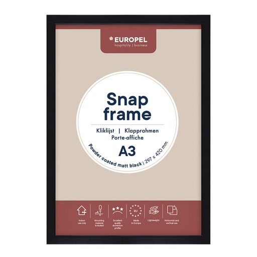 [1421188] Cadre clipsable Europel A3 25mm noir mat